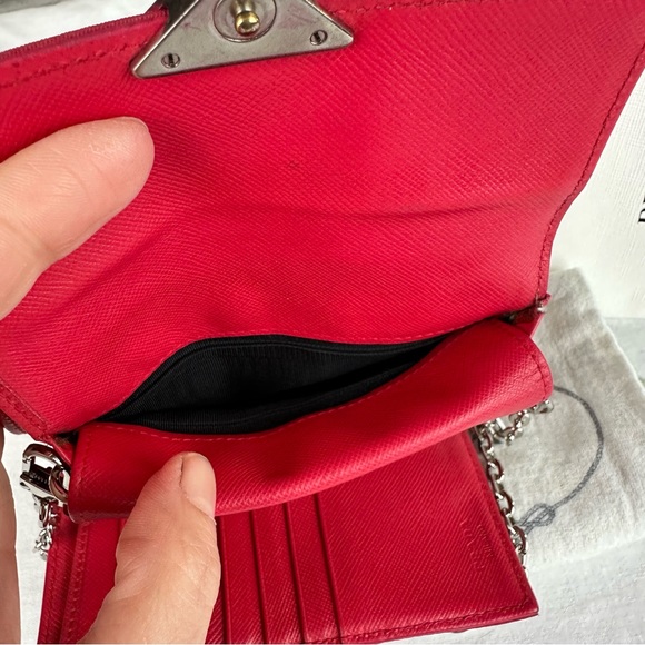 PRADA magenta color nylon Tessuto enamel mini compact wallet crossbody - Picture 9 of 14